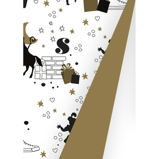 Cadeaupapier Op De Hoge Daken Zwart Goud