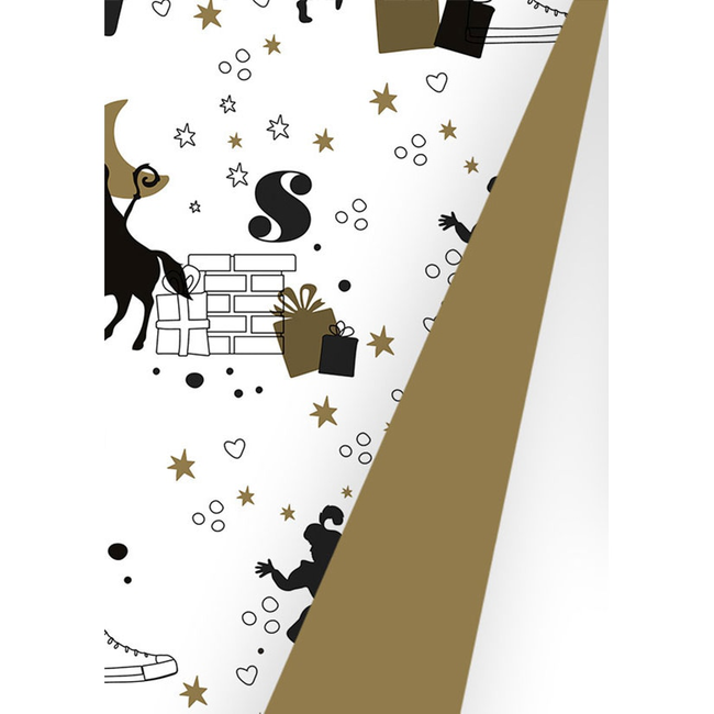 Cadeaupapier Op De Hoge Daken Zwart Goud