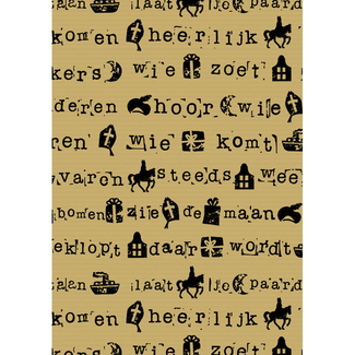 Cadeaupapier Sint Stempel Zwart