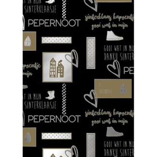 Cadeaupapier Love Sint Zwart Goud Cadeaupapier Love Sint Zwart Goud