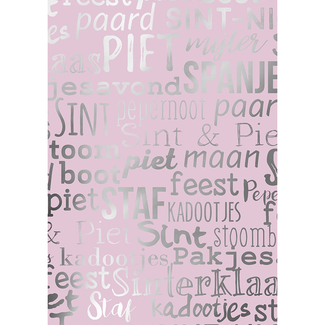 Cadeaupapier Sint Handlettering Pink Cadeaupapier Sint Handlettering Pink