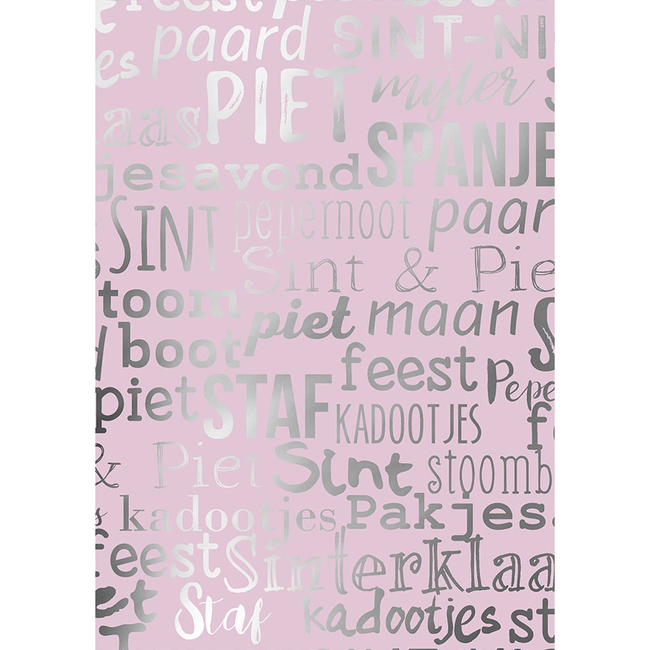 Cadeaupapier Sint Handlettering Pink