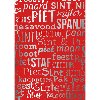 Cadeaupapier Sint Handlettering Rood