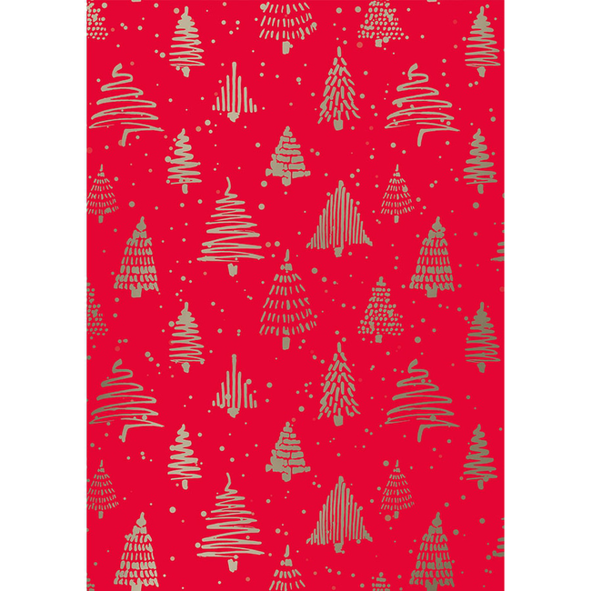 Cadeaupapier Trees Rood Goud