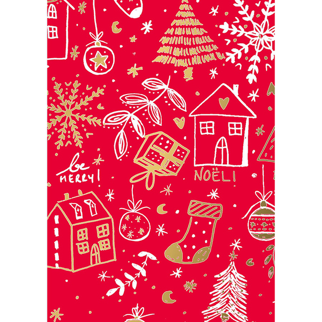 Cadeaupapier Happy Holidays Rood Goud