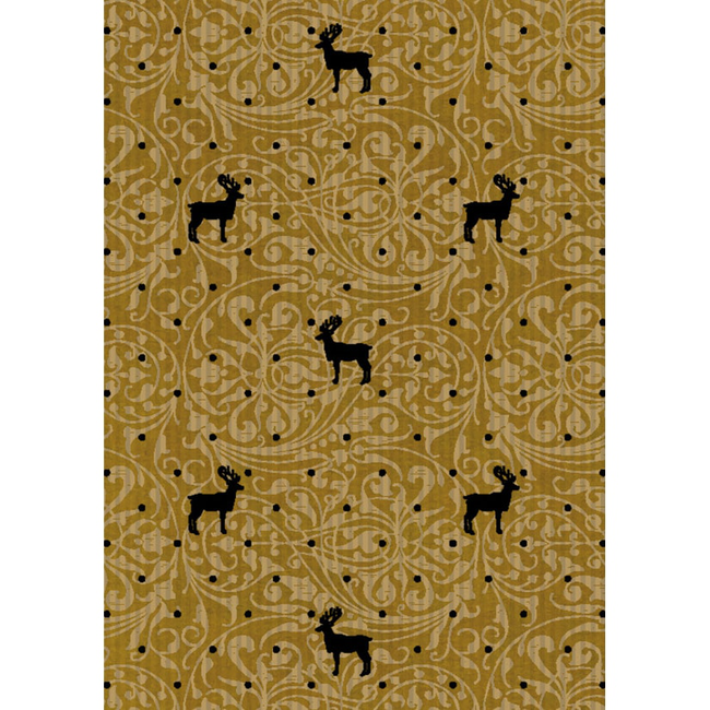 Cadeaupapier Du Monde Reindeer Goud Zwart