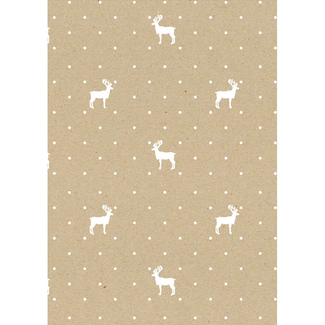Cadeaupapier Du Monde Reindeer Eco Wit