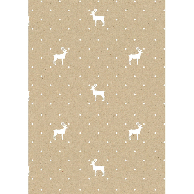 Cadeaupapier Du Monde Reindeer Eco Wit