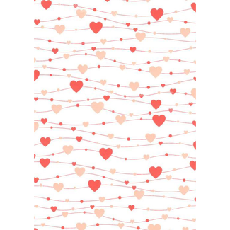 Cadeaupapier Hearts Cording Rood