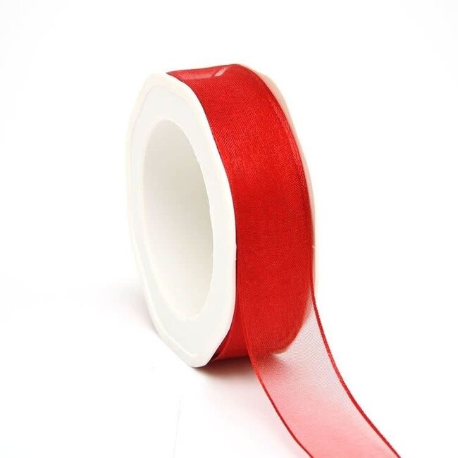 Organza Lint Wired Rood