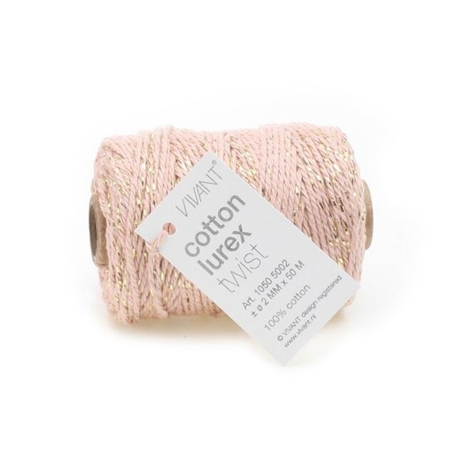 Koord Katoen Lurex Twist Lichtroze