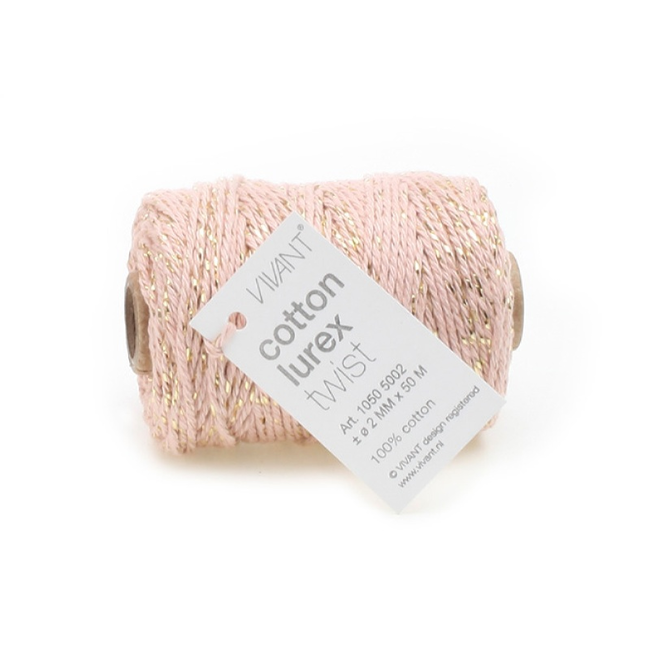 Koord Katoen Lurex Twist Lichtroze