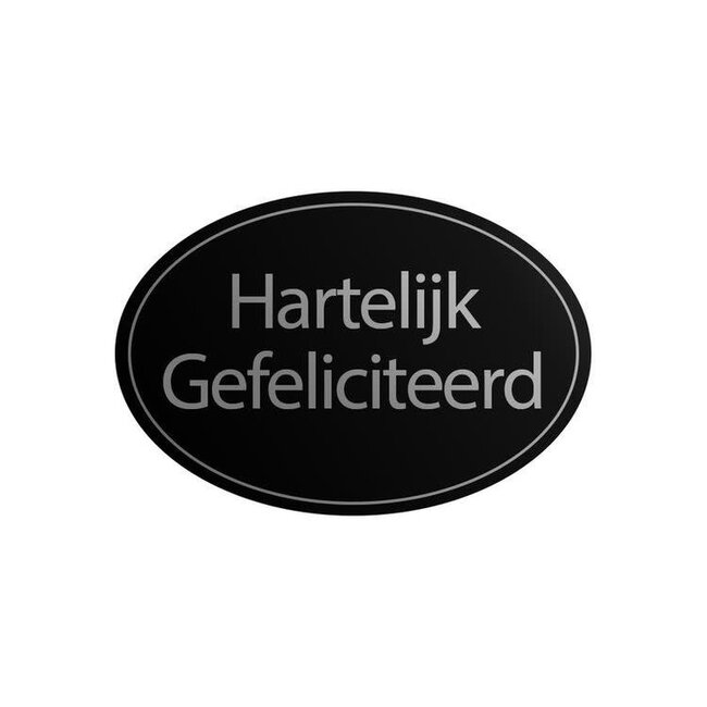 Cadeaustickers Gefeliciteerd Ovaal Zwart