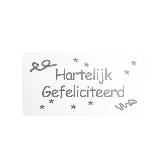 Cadeaustickers Gefeliciteerd Rechthoek Wit