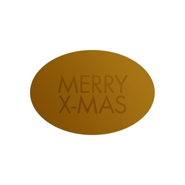 Cadeaustickers Merry X-mas Ovaal Goud