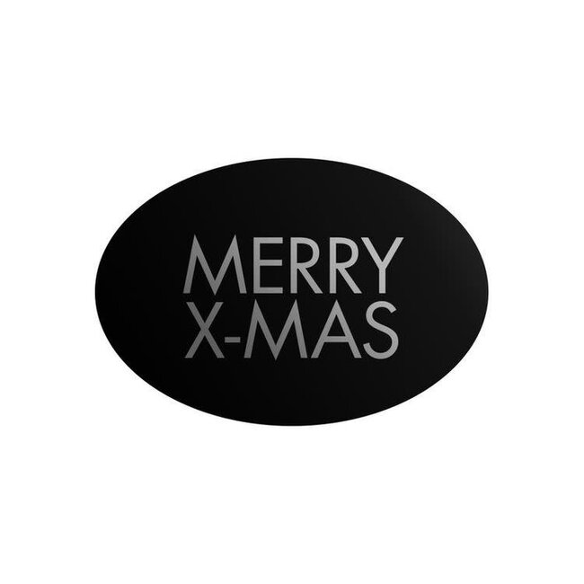 Cadeaustickers Merry X-mas Ovaal Zwart