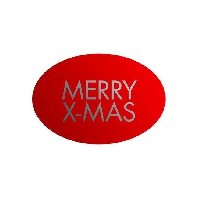 Cadeaustickers Merry X-mas Ovaal Rood
