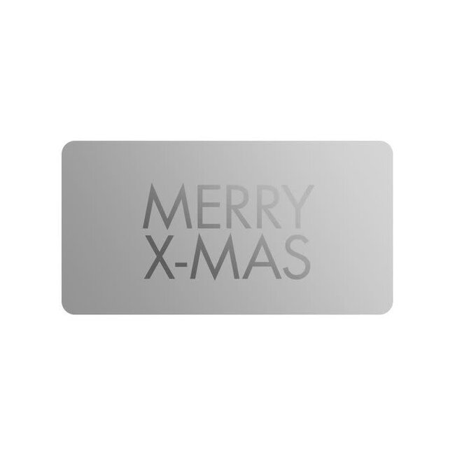 Cadeaustickers Merry X-mas Rechthoek Zilver