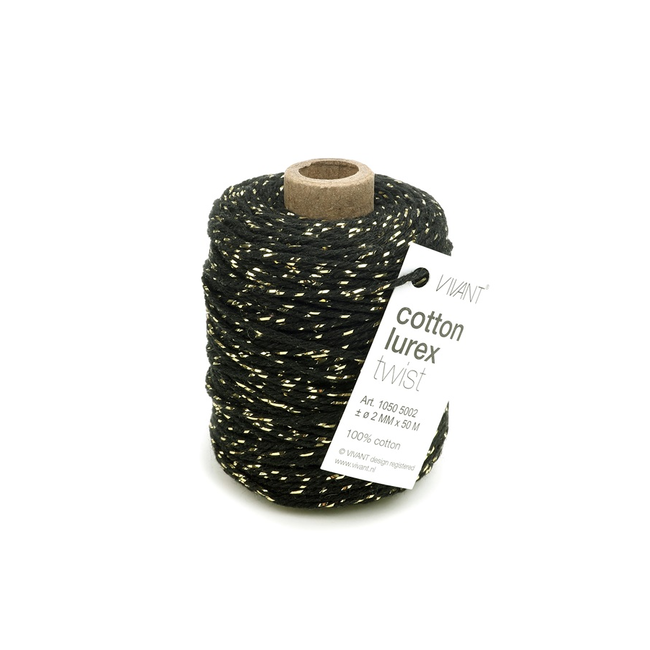 Koord Katoen Lurex Twist Zwart/Goud
