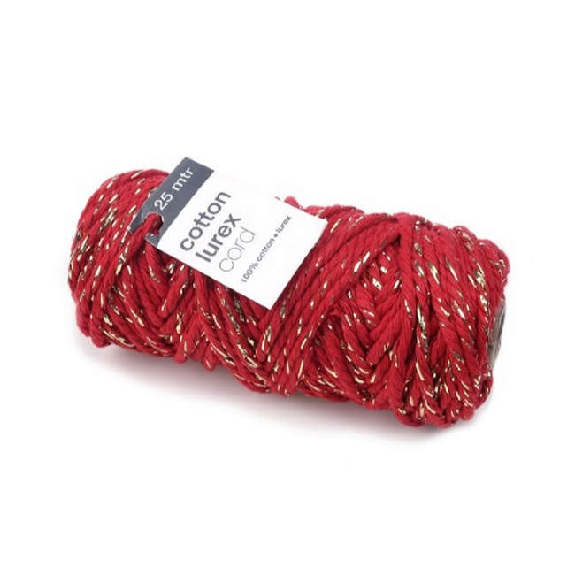 Koord Katoen Lurex Rood/Goud