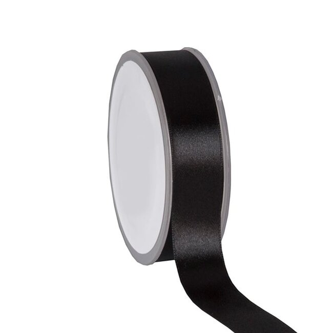 Satijnlint Double Face Zwart