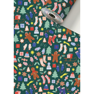 Cadeaupapier Marioka Donkergroen