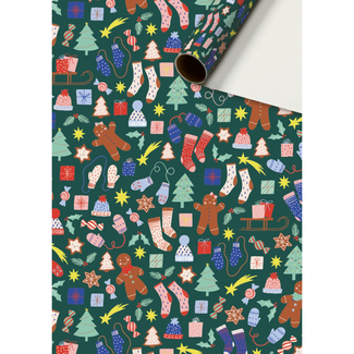 Consumentenrollen Cadeaupapier Marioka Donkergroen