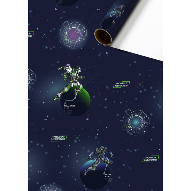 Consumentenrollen Cadeaupapier Robot Donkerblauw