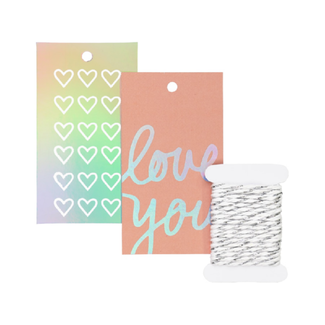 Shinybox Valentijn Cadeaupapier Set - 8 Vellen Met Harten, Lint En Stickers 75x51 Cm