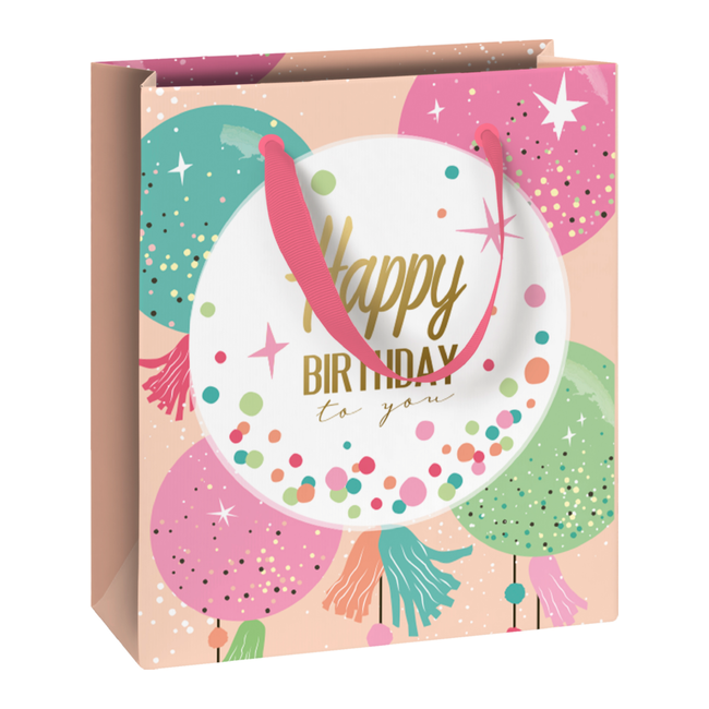 Papieren Draagtassen Partyballoons Beige