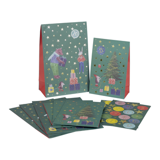Cadeauzakjes Set Advent Melin Donkergroen