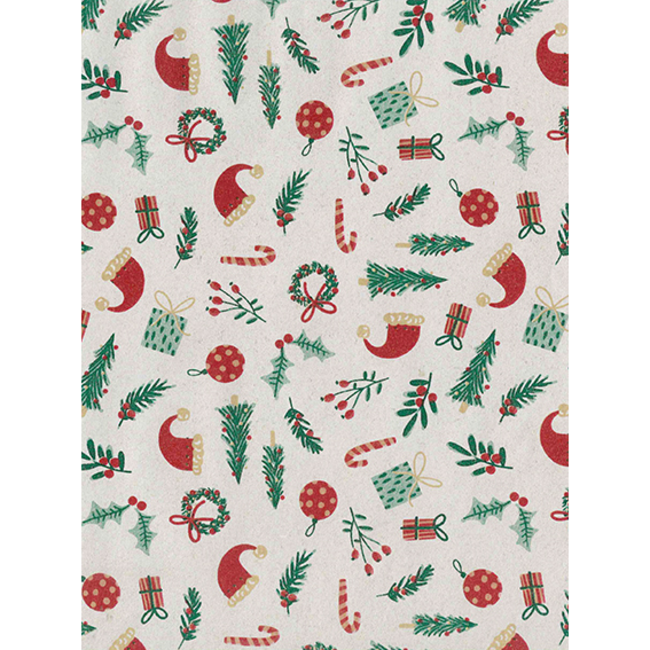 Cadeaupapier Santas Hats White/Green/Red
