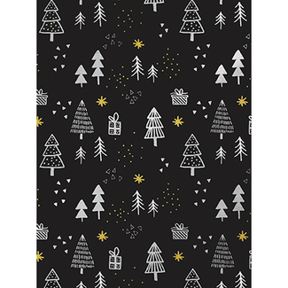 Cadeaupapier Pines & presents Black/Silver/Gold