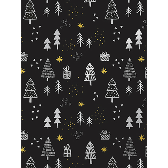 Cadeaupapier Pines & presents Black/Silver/Gold