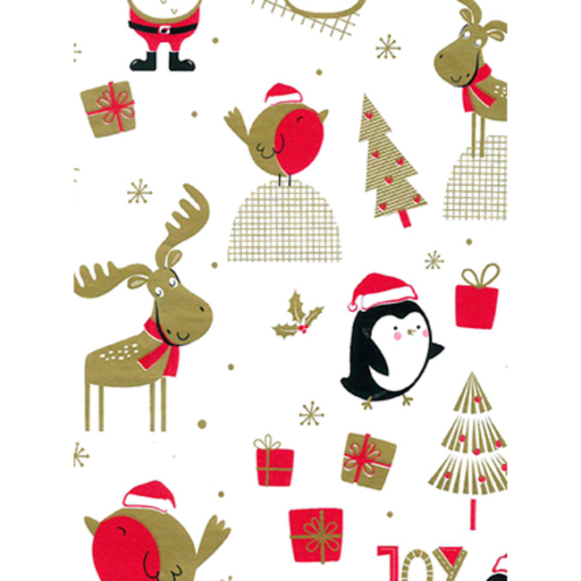 Cadeaupapier North Pole Red/Black/Gold