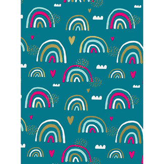 Cadeaupapier Lucky Rainbow Blue/Fuchsia/Gold