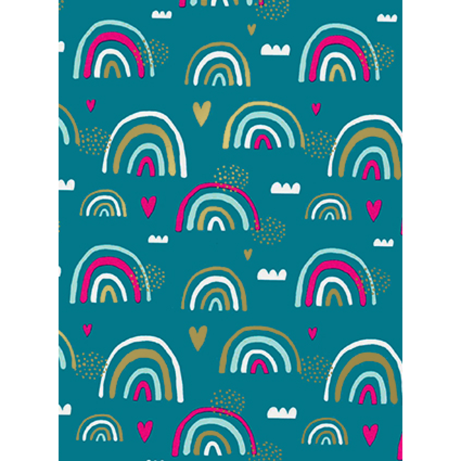 Cadeaupapier Lucky Rainbow Blue/Fuchsia/Gold