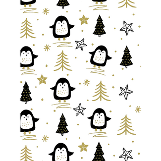 Cadeaupapier Happy Pinguin Black/Gold