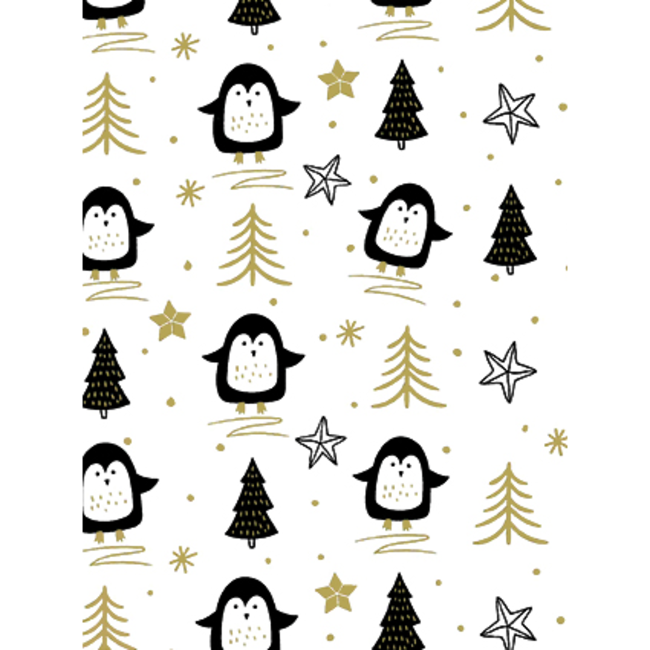 Cadeaupapier Happy Pinguin Black/Gold