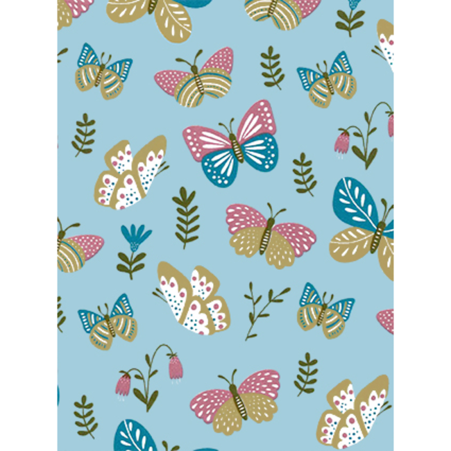 Cadeaupapier Flutter Butterfly Blue/Gold/Pink