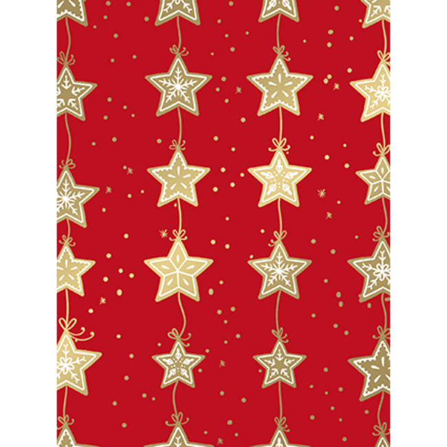 Cadeaupapier Cinnamon Stars Red/Gold
