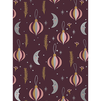 Cadeaupapier Christmas Moon Aubergine
