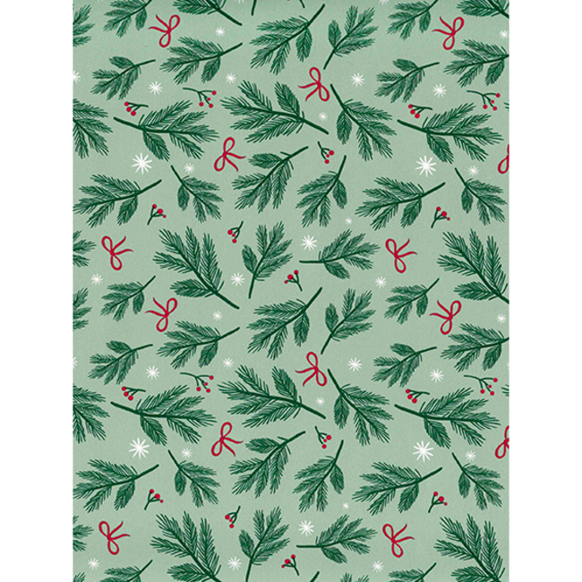 Cadeaupapier Bows&berries Green/Red