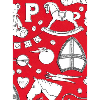 Cadeaupapier Sint Hobbelpaard Rood
