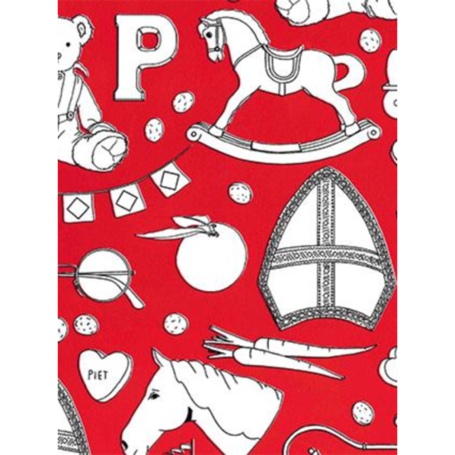 Cadeaupapier Sint Hobbelpaard Rood