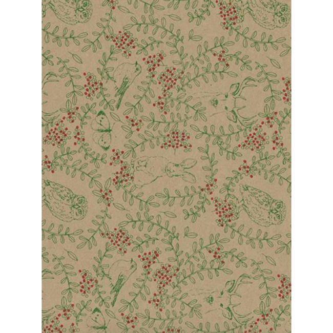 Cadeaupapier Secret Forest Green/Red