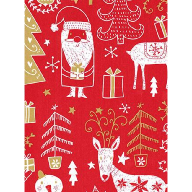 Cadeaupapier Happy Santa Red/Gold