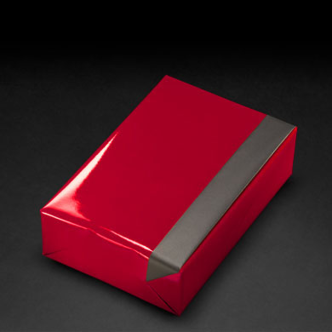 Cadeaupapier Uni Gestreken Rood/Grijs