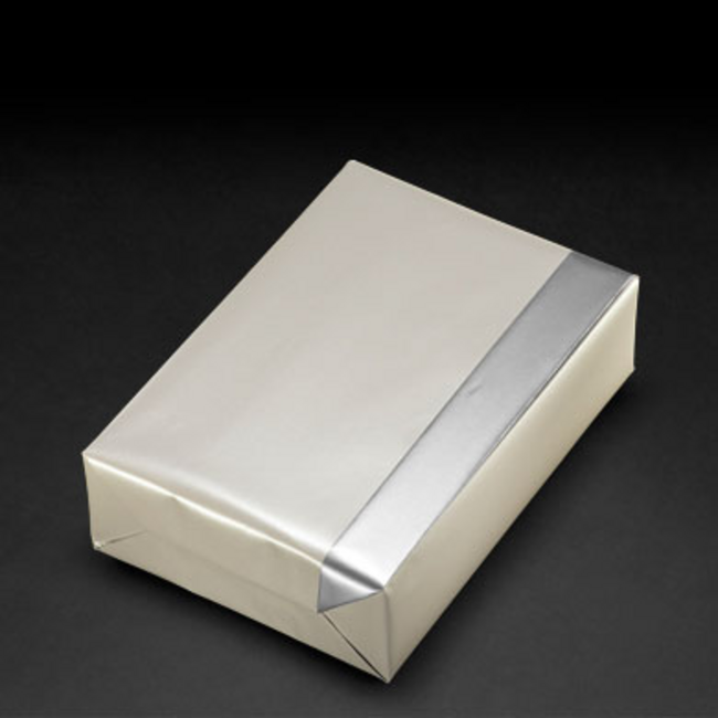 Cadeaupapier Uni Gestreken Parel Wit/Zilver