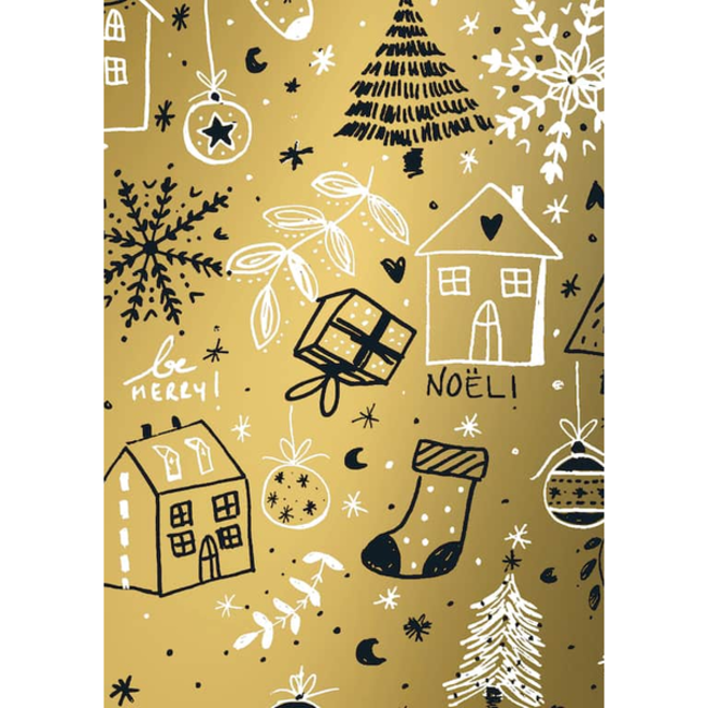 Cadeaupapier Happy Holidays Goud